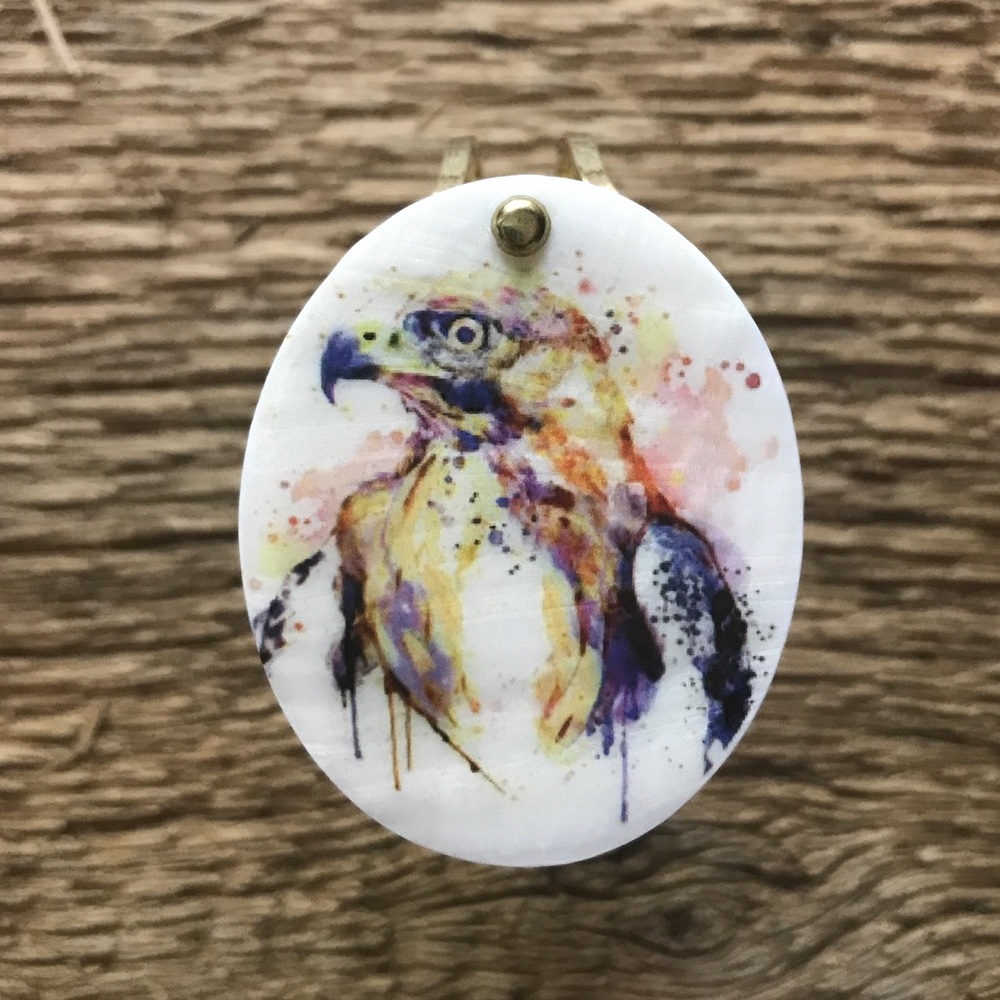 Hawk watercolor bracelet, bird watercolor bangle